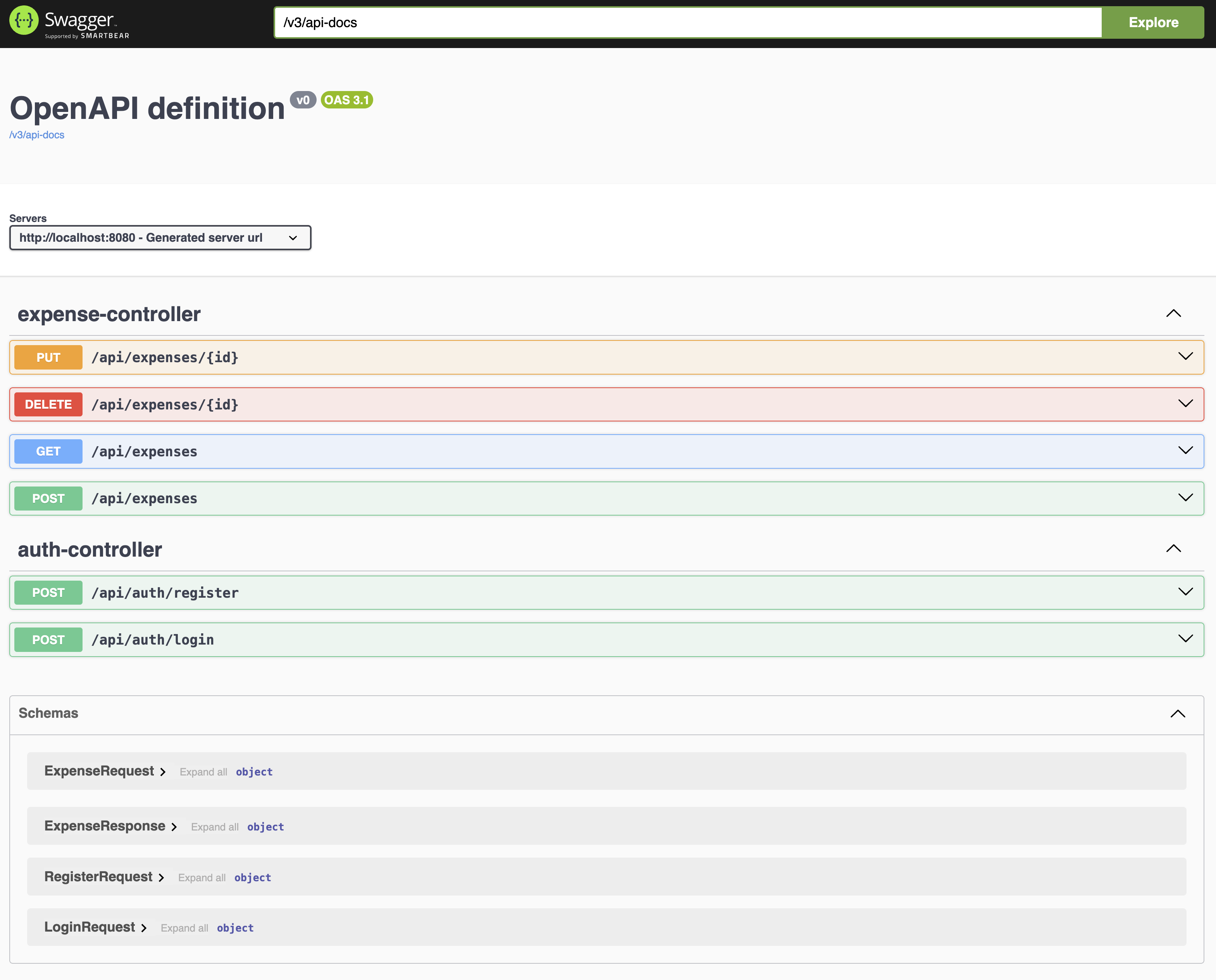 Live Swagger UI auto-generated with Springdoc